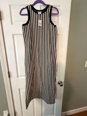 LOFT Black and White Zigzag Sleeveless Maxi Coverup